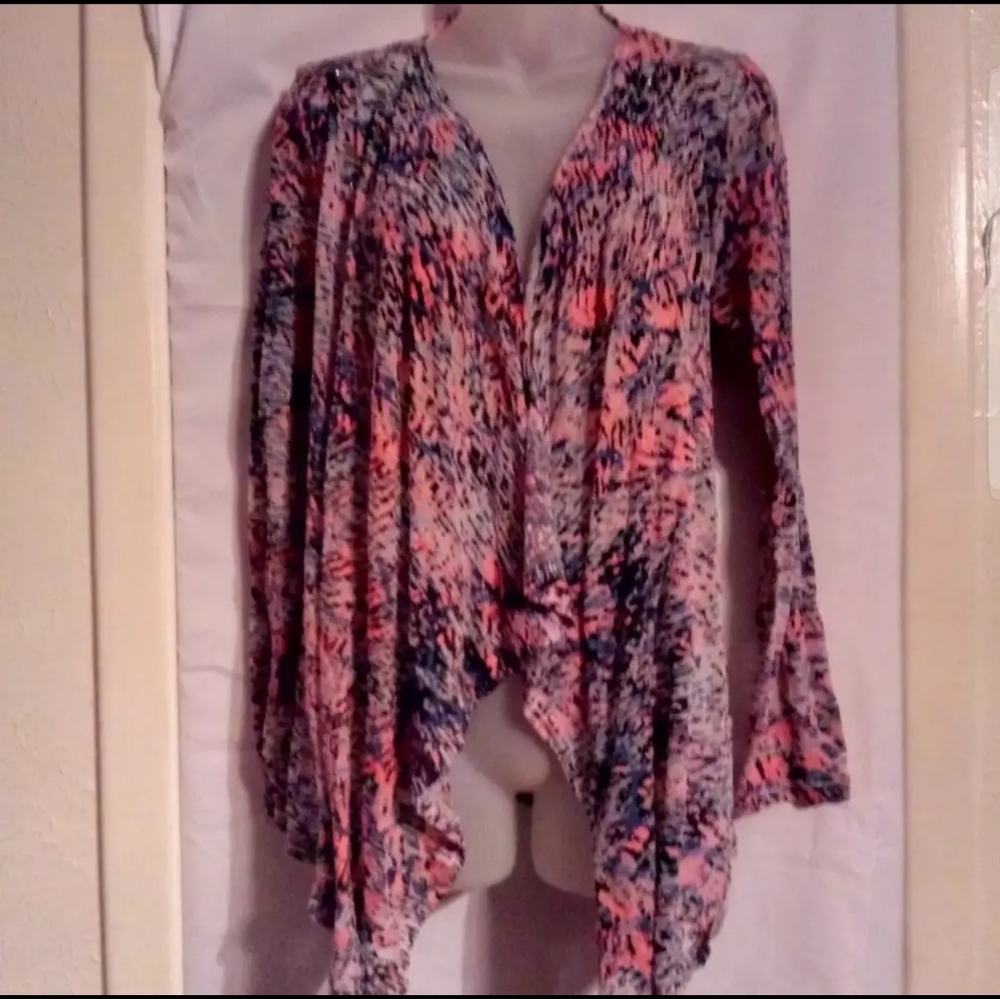 Sz L Calvin Klein Rhinestoned Colorful Cardigan